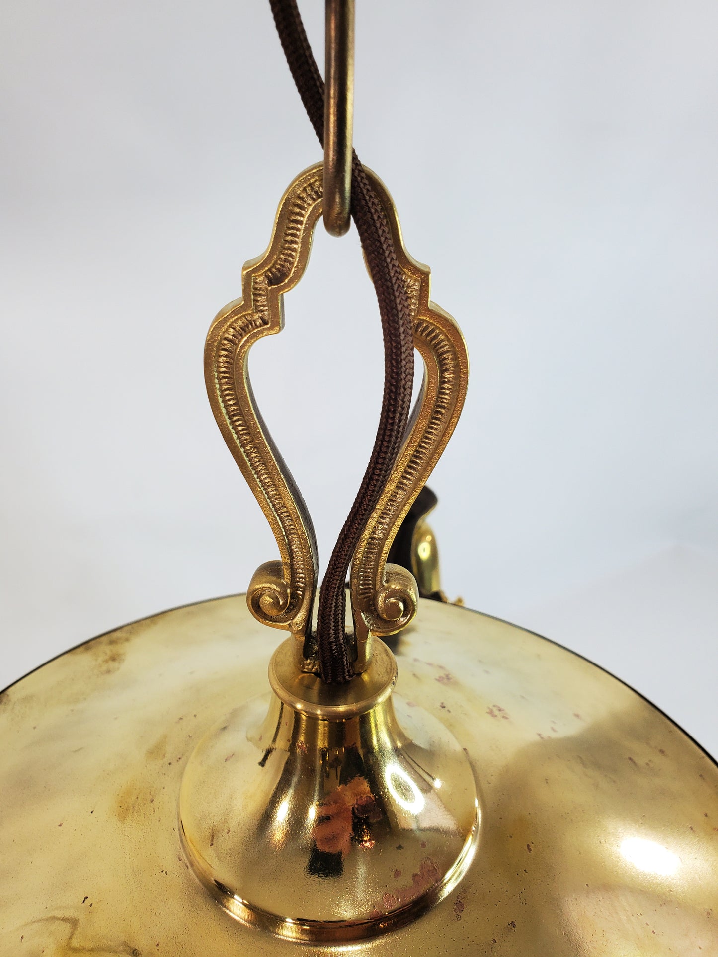1930s Brass 4-Light Pan Chandelier