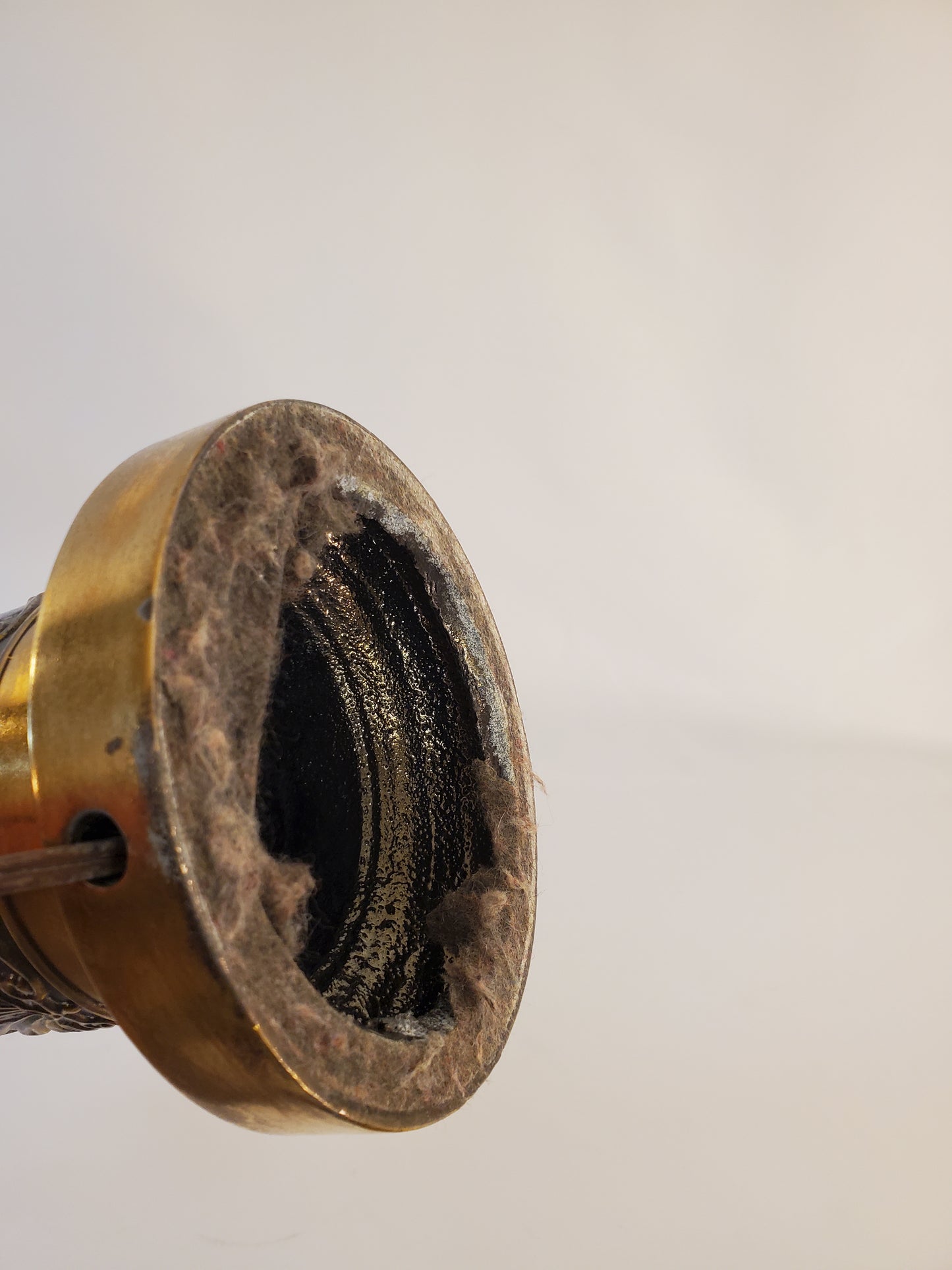 Vintage Brass and White Granite Accent Table Lamp