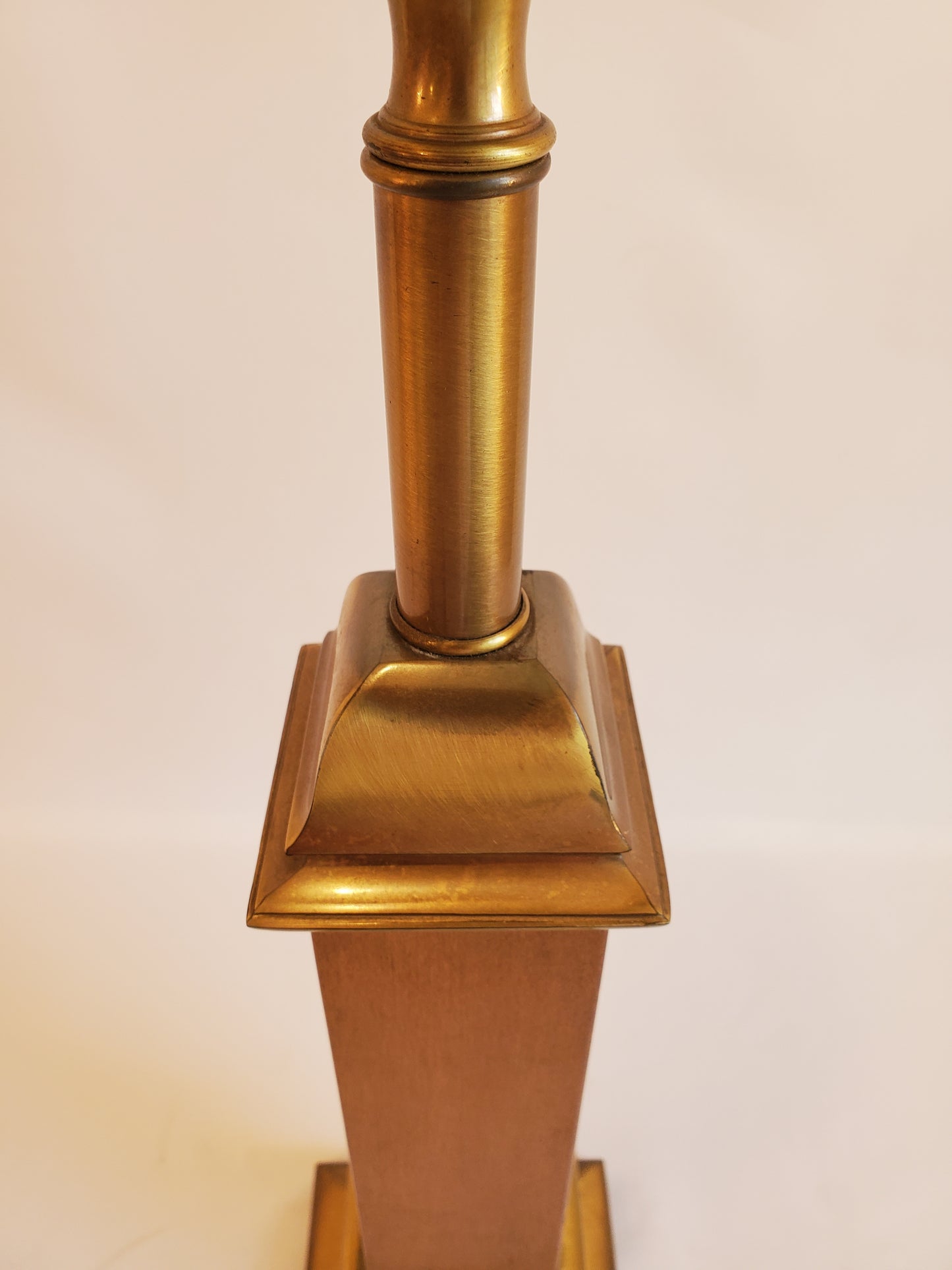 Vintage Brass Rembrandt Torchiere Table Lamp With Wood Accent