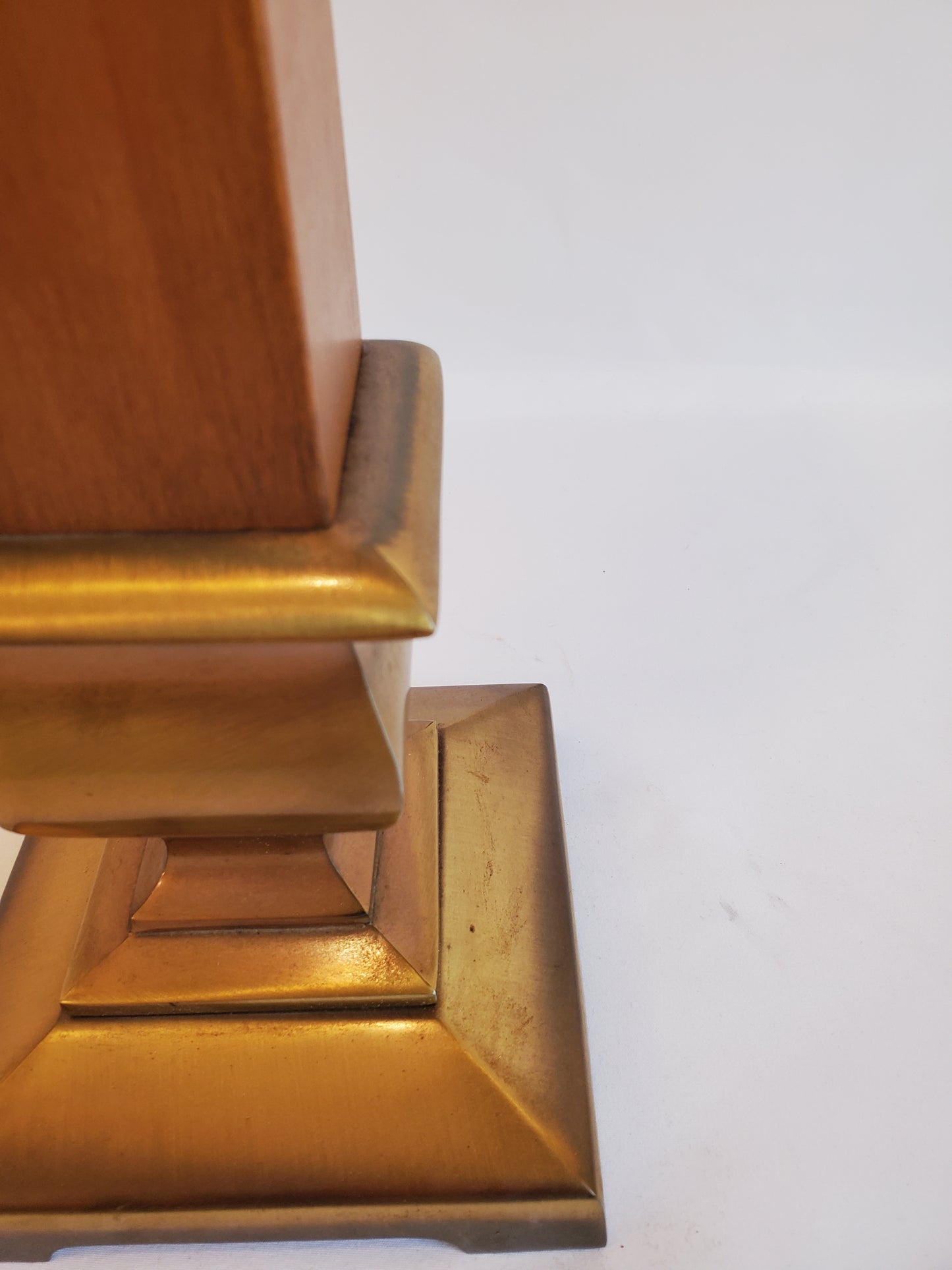 Vintage Brass Rembrandt Torchiere Table Lamp With Wood Accent