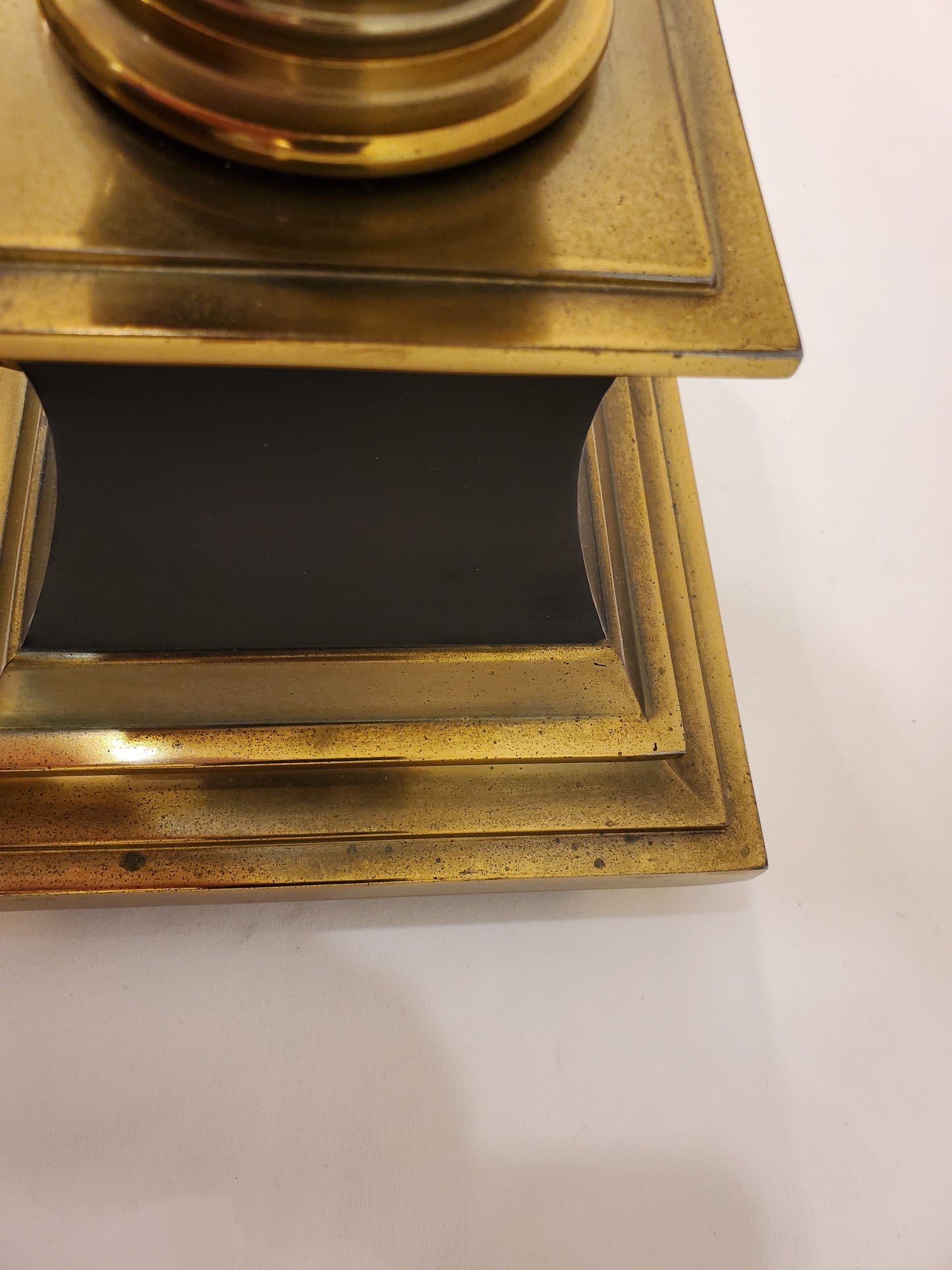 Tall Vintage Stiffel Table Lamp - Square Pedestal Base and Black Accent