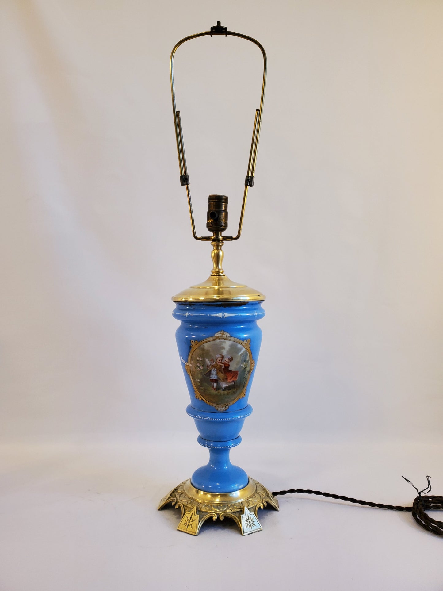 Ornate Porcelain and Brass Table Lamp