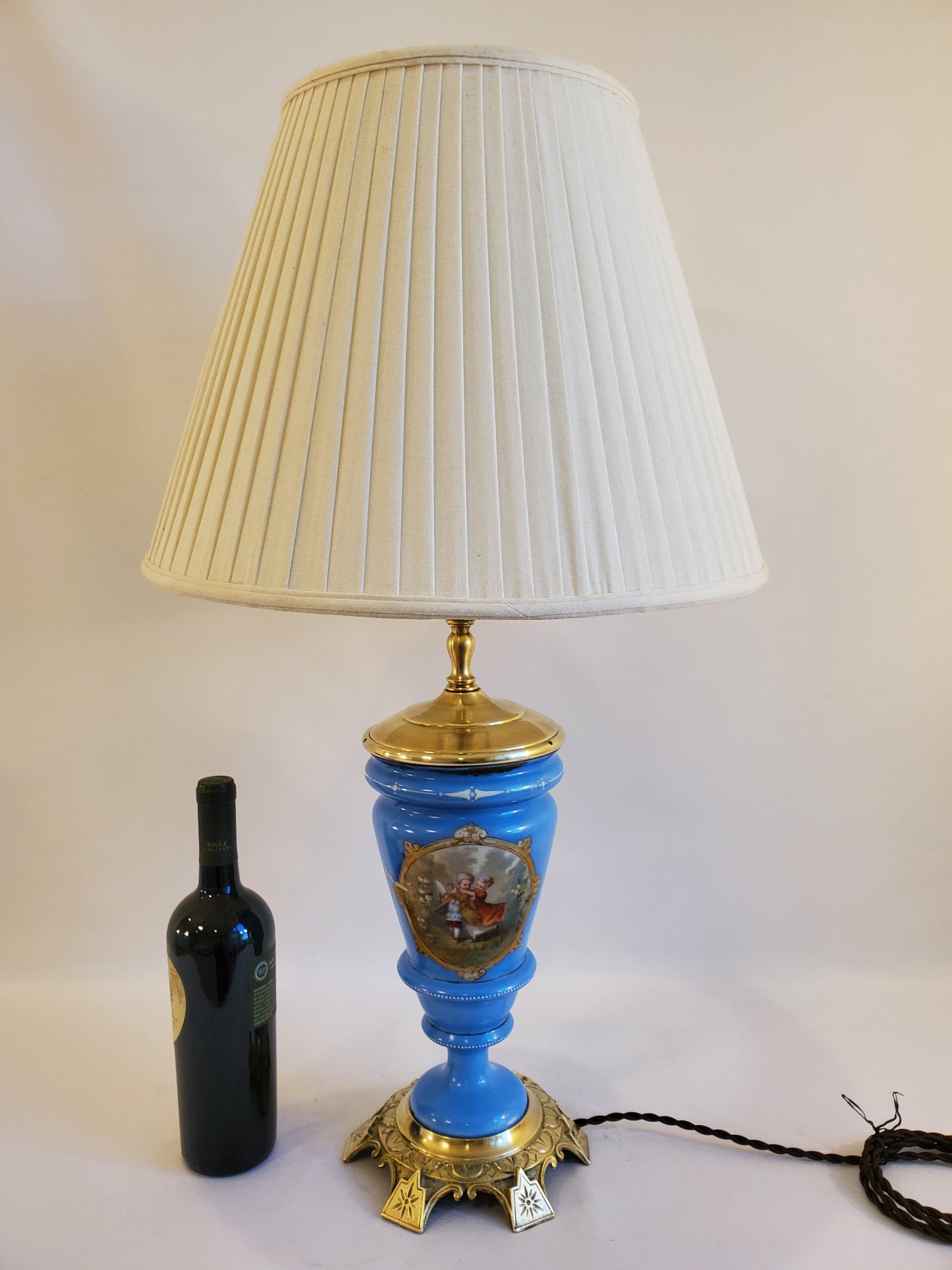Ornate Porcelain and Brass Table Lamp
