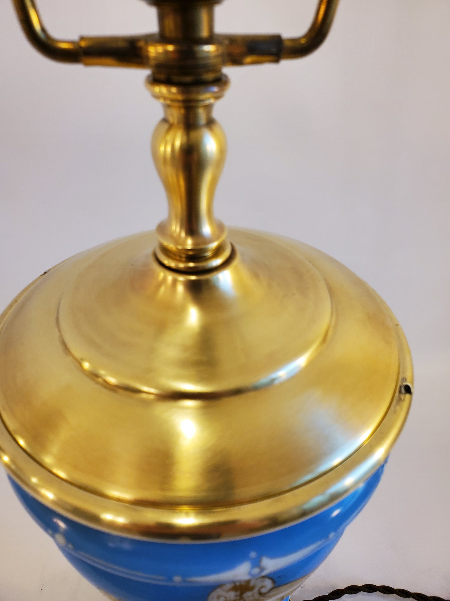 Ornate Porcelain and Brass Table Lamp