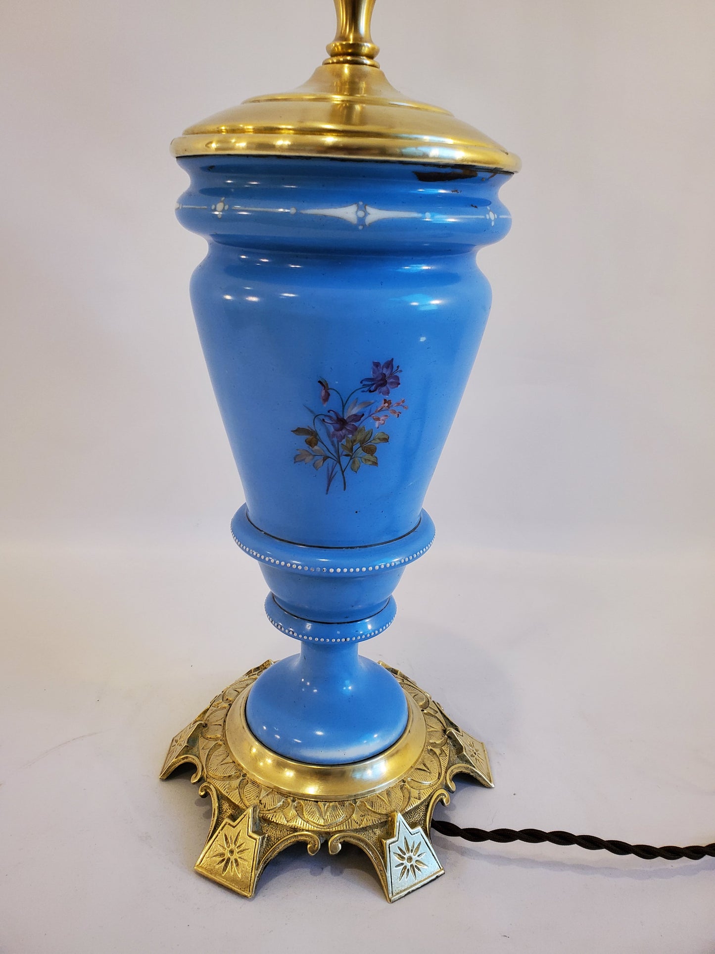 Ornate Porcelain and Brass Table Lamp