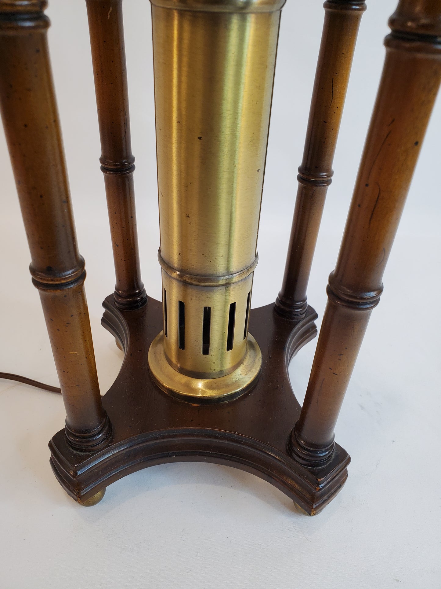 Brass Oil Lamp With Bamboo Styled Wood Frame By Knob Creek