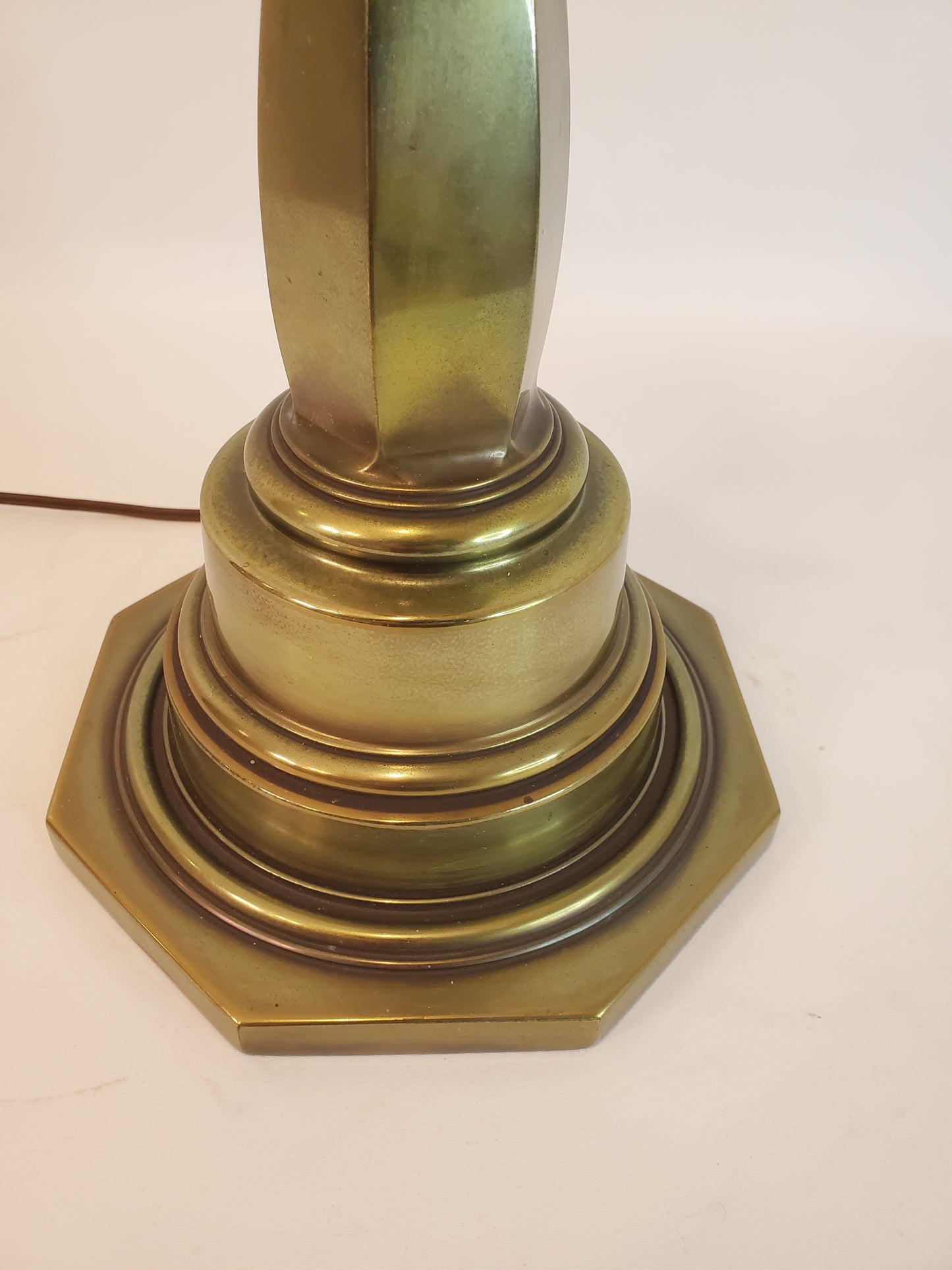 Vintage Stiffel Brass Table Lamp With Milk Glass Accent
