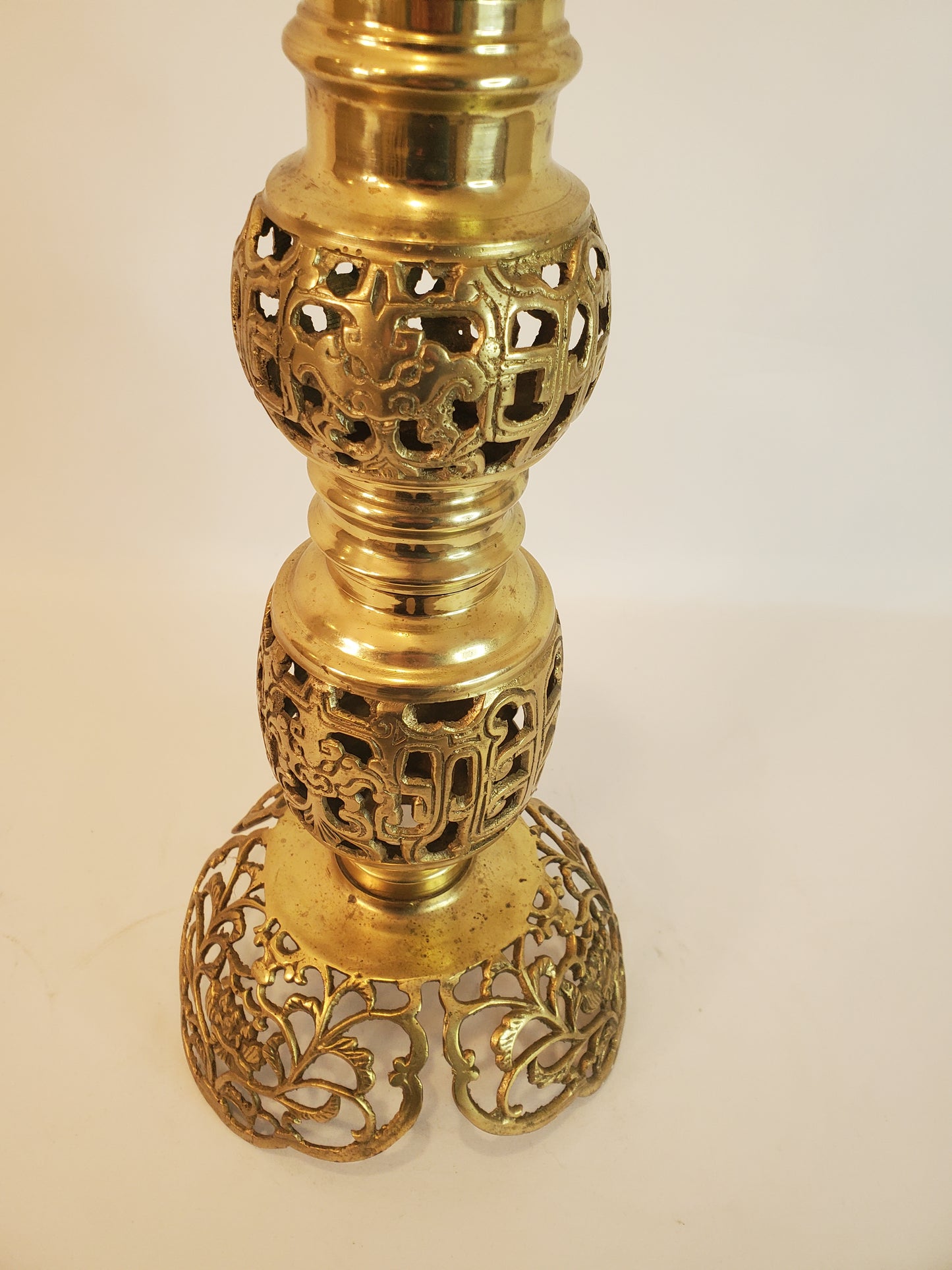 Vintage Filigree Brass Candlestick Holder - 22 inch