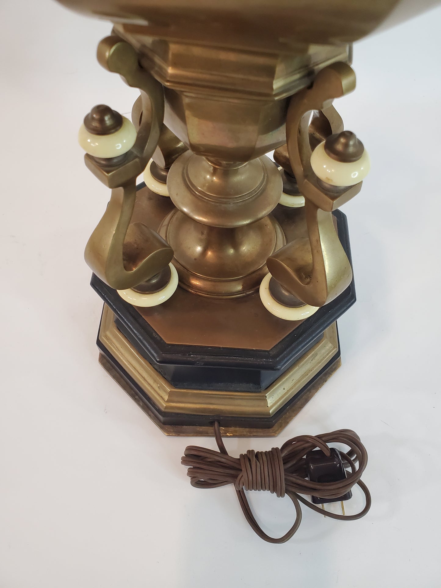 Large Asian Inspired Hollywood Regency Brass Table Lamp