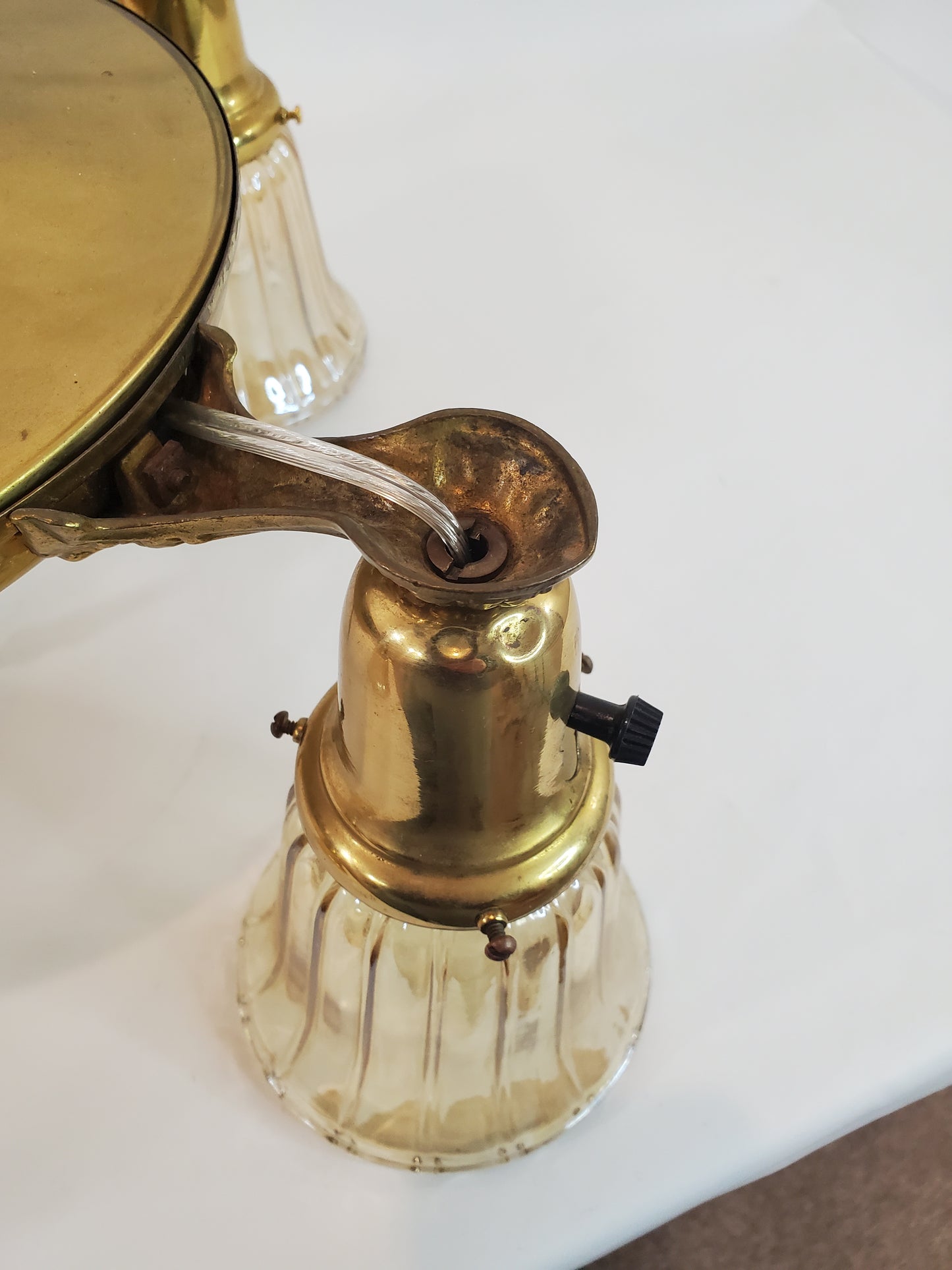 1930s Brass Pan 4-Light Chandelier - With Globes - Rewired