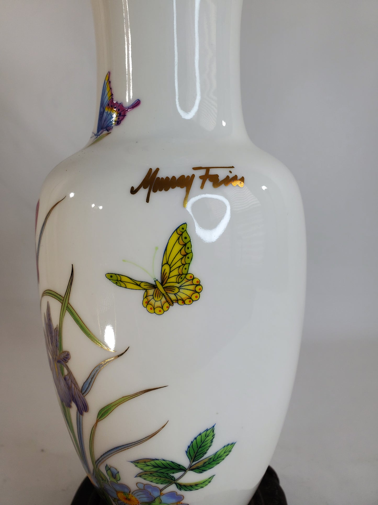 Vintage Signed Murray Feiss Japanese Handpainted Porcelain Vase Table Lamp