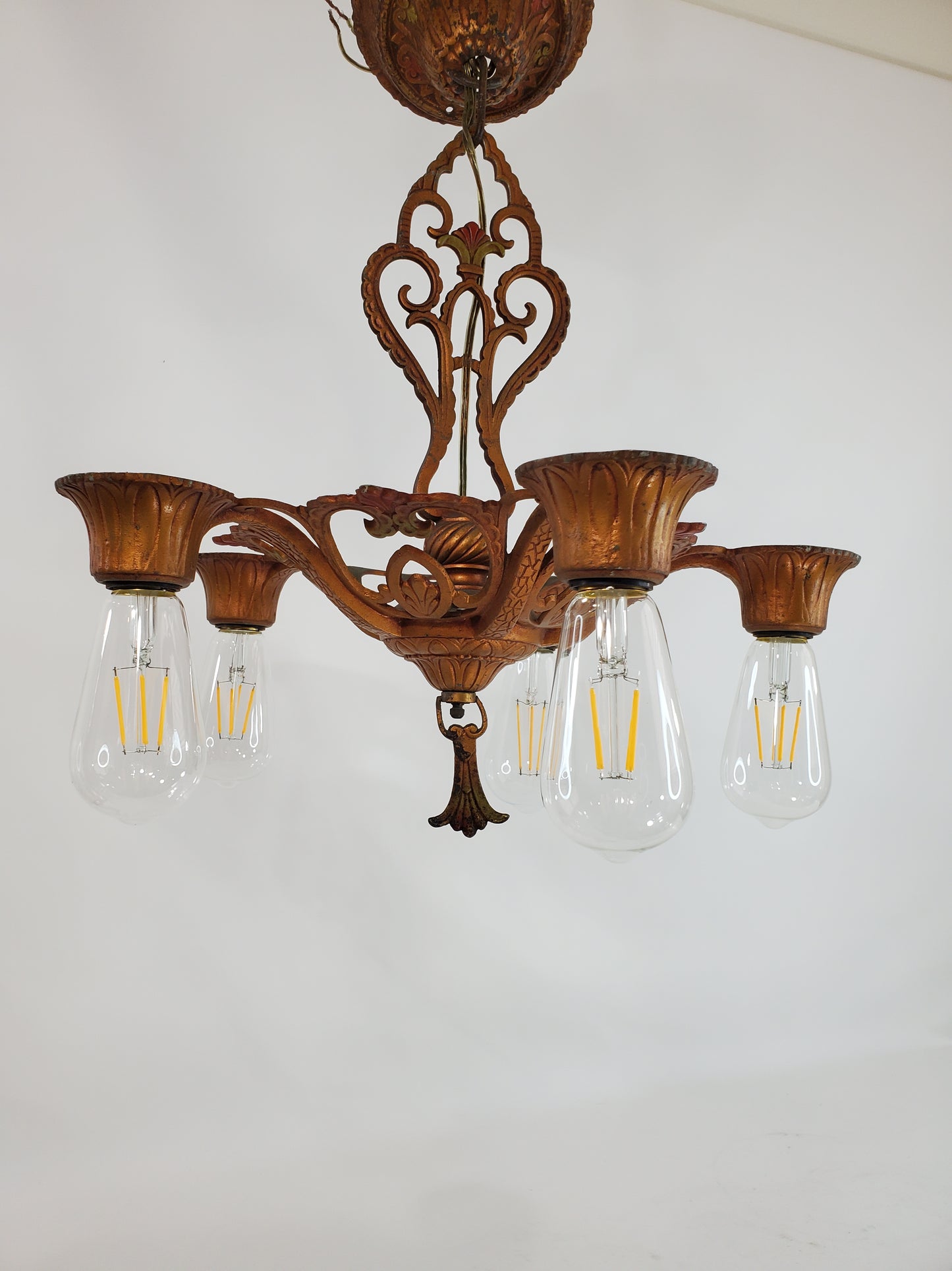 1930s Virden Art Nouveau 5-Light Chandelier