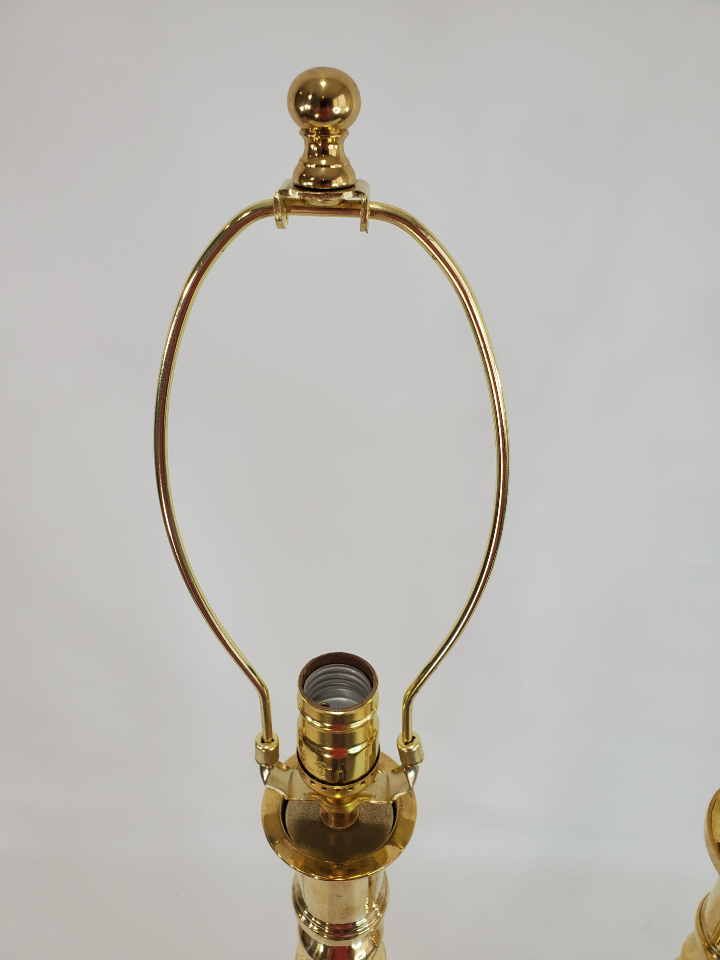 Pair Vintage Solid Brass Candlestick Table Lamps
