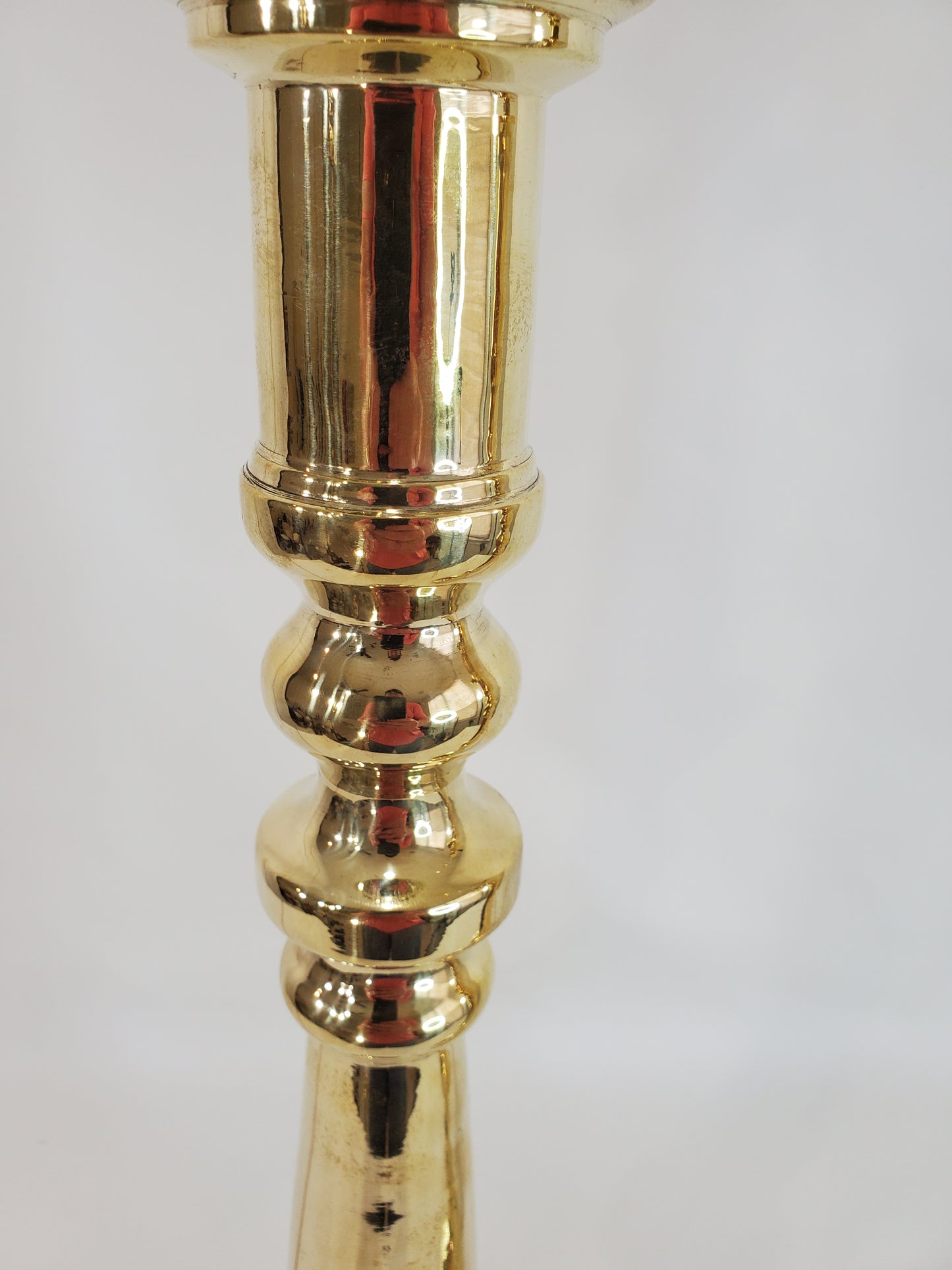 Pair Vintage Solid Brass Candlestick Table Lamps