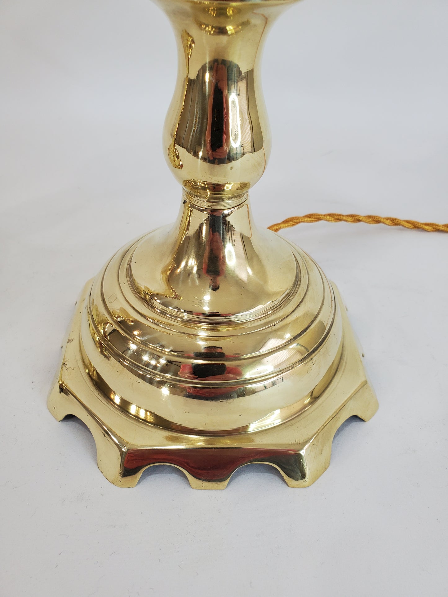 Pair Vintage Solid Brass Candlestick Table Lamps