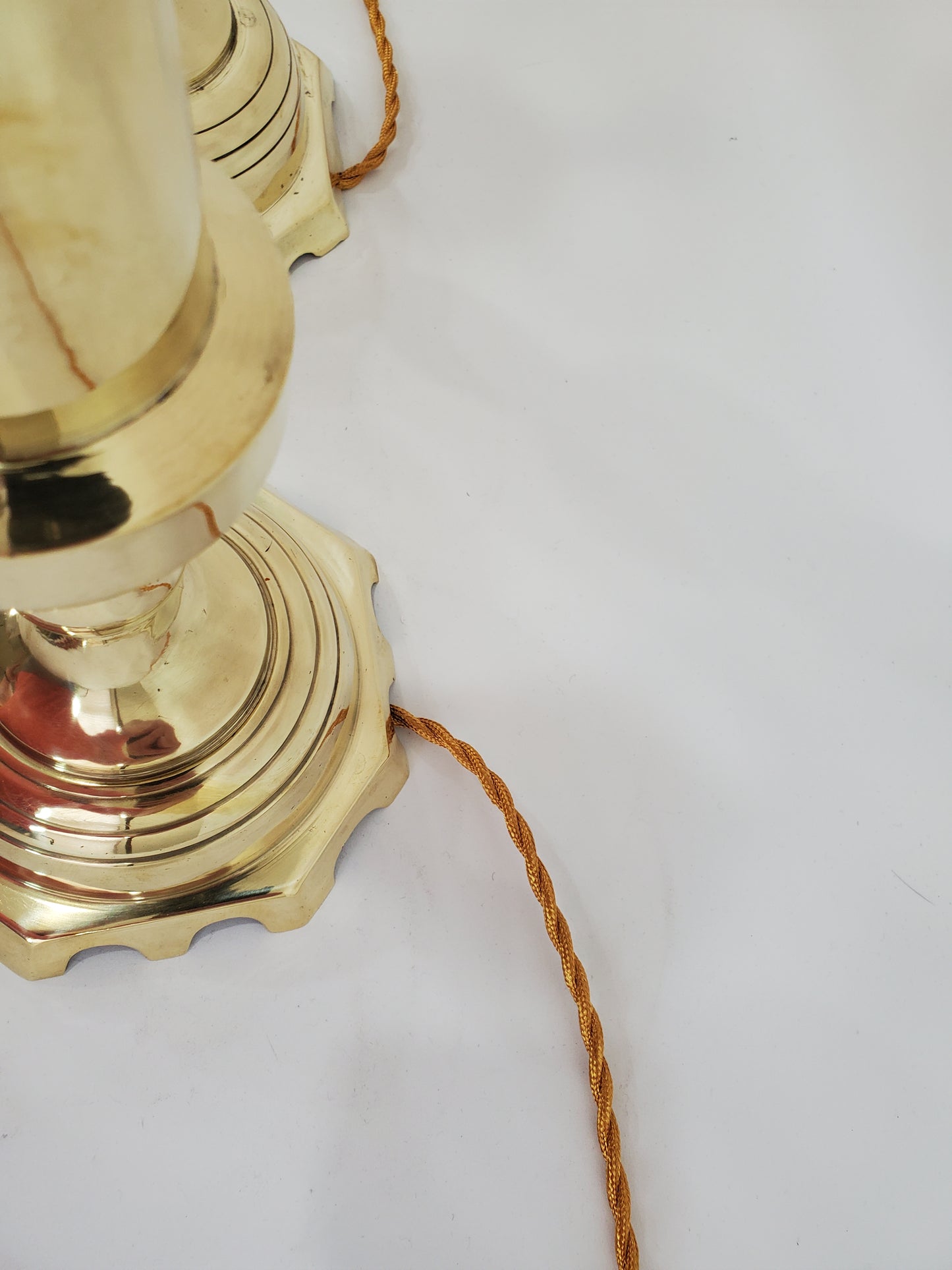 Pair Vintage Solid Brass Candlestick Table Lamps