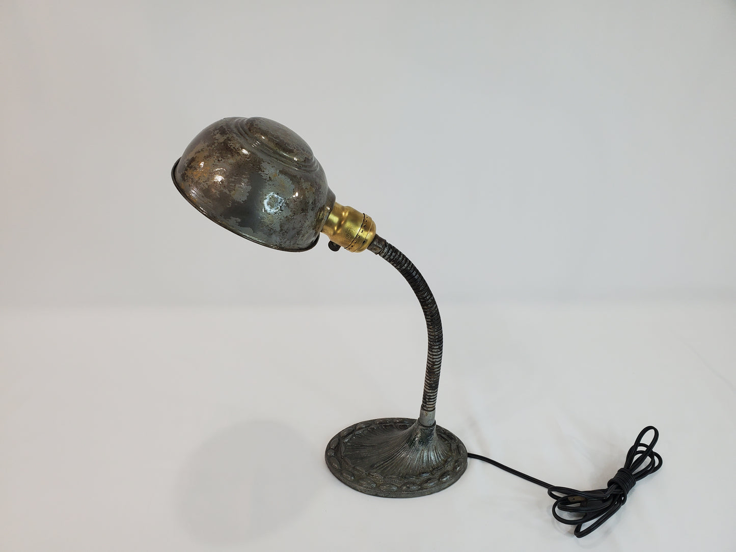 Antique Cast Iron Adjustable Gooseneck Desk Lamp