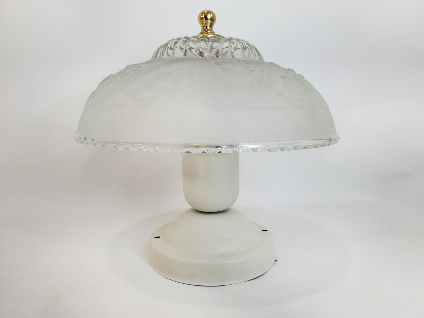 Art Deco Ceiling Light Fixture - Frosted Glass Floral Pattern