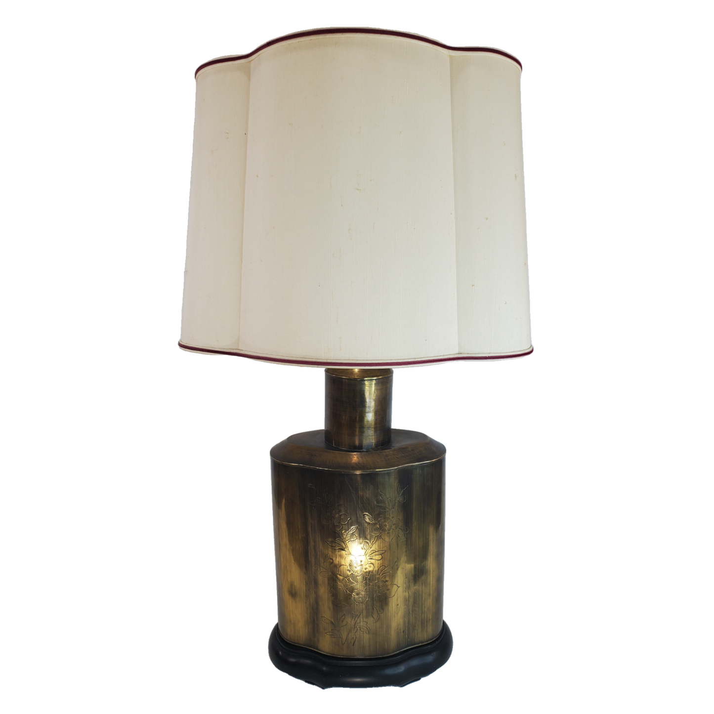 Hollywood Regency Asian Style Etched Brass Urn Lamp