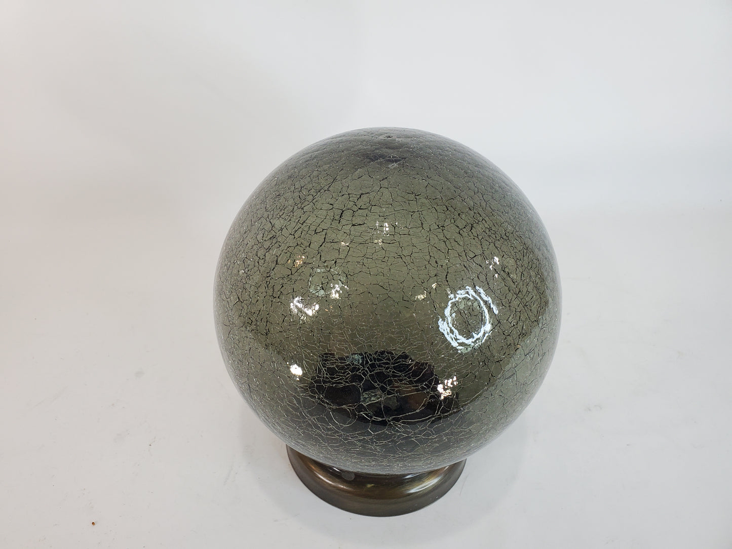 Vintage MCM Smoke Crackle Glass Ceiling Light