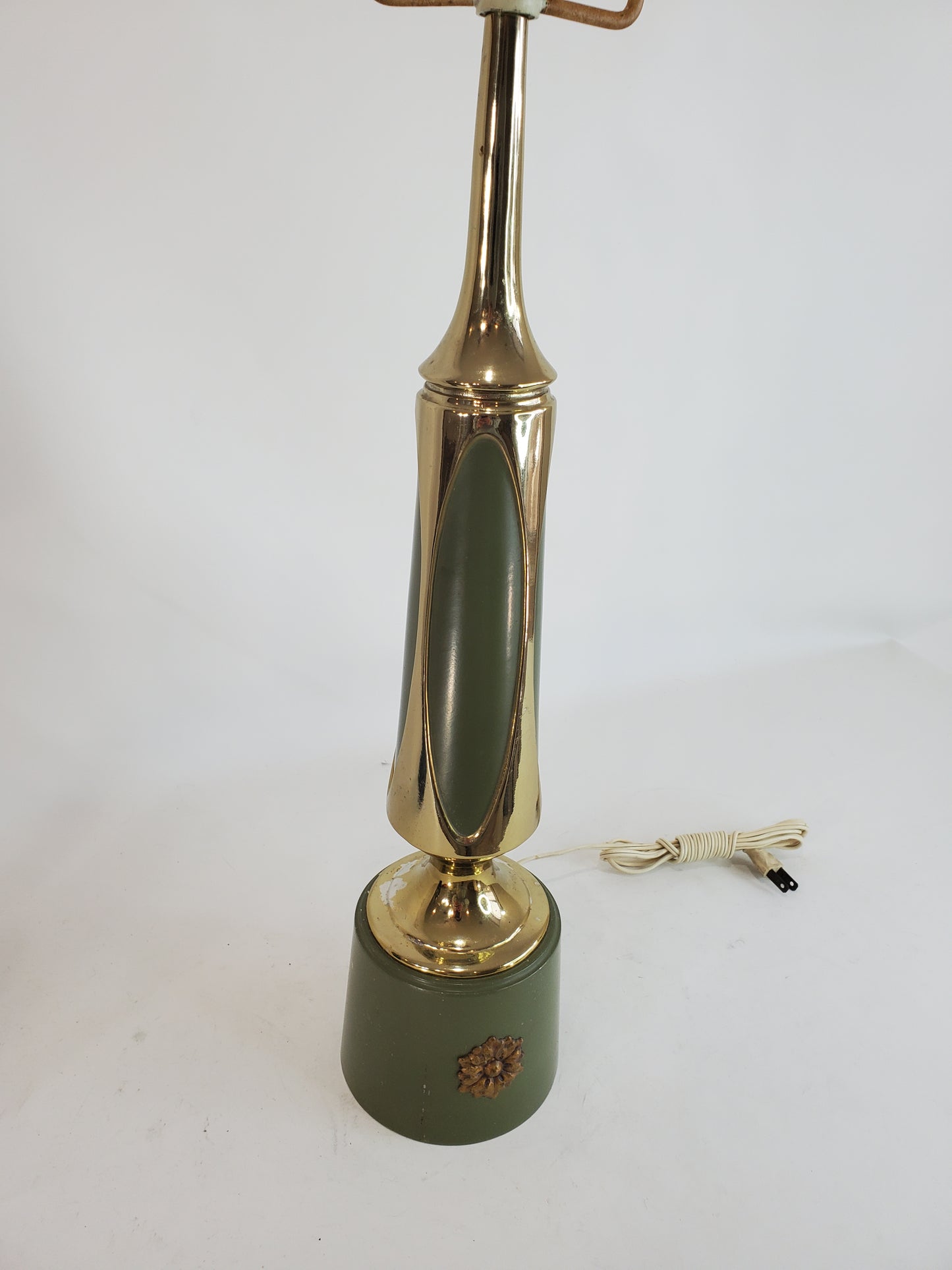 Mid Century Modern Brass Laurel Lamp Green Accents by Richard Barr