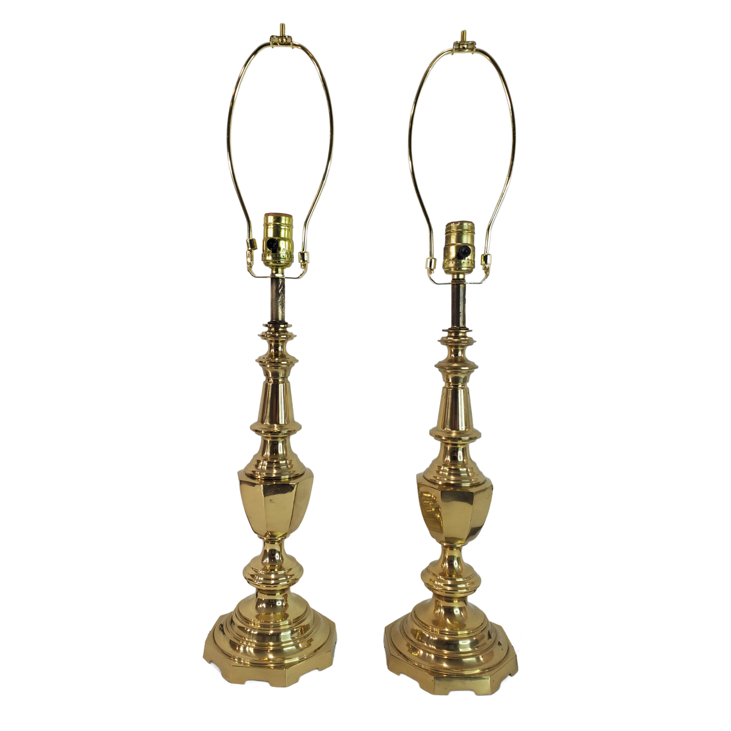 Pair Vintage Brass Table Lamps By Berman