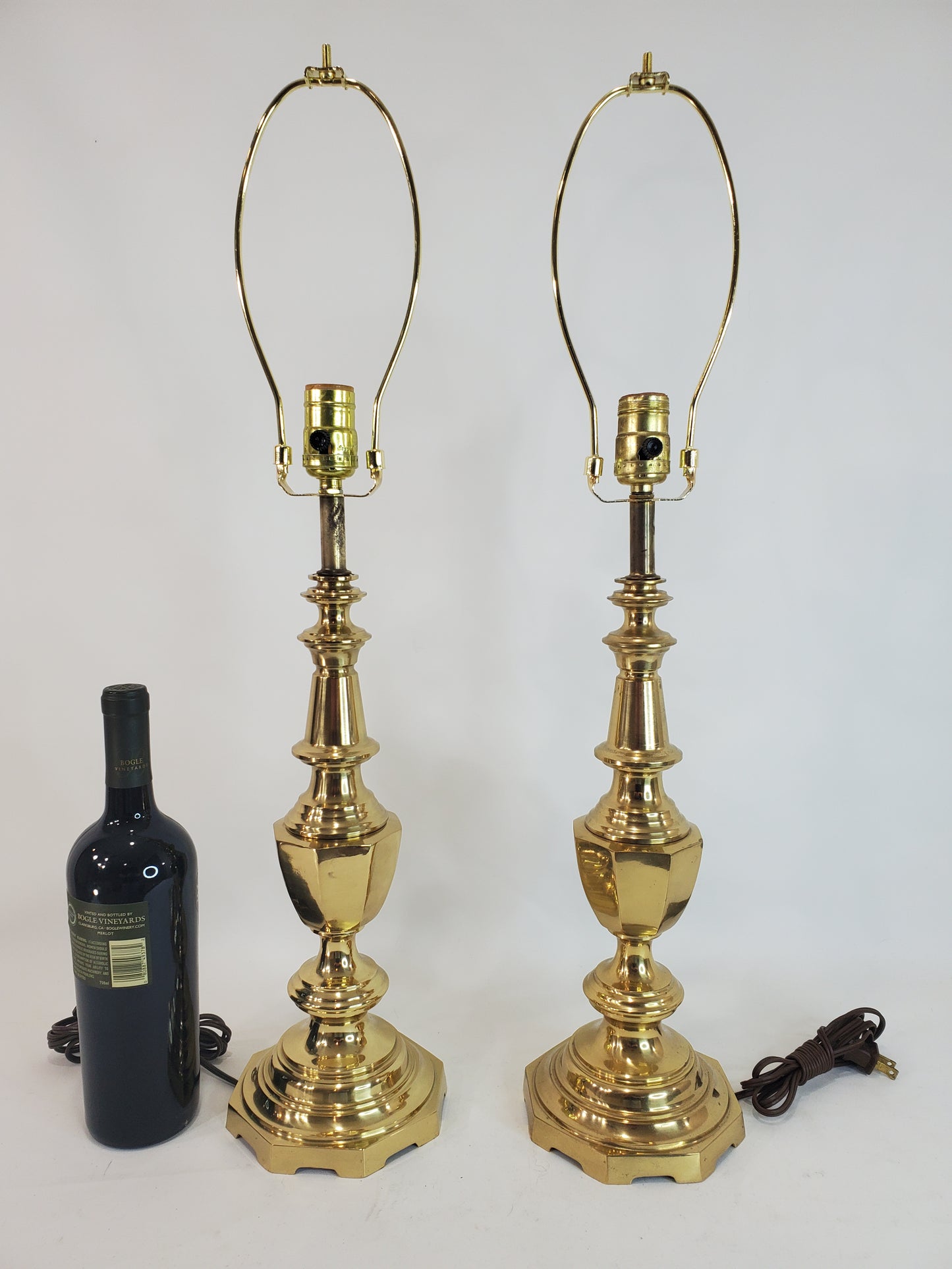 Pair Vintage Brass Table Lamps By Berman