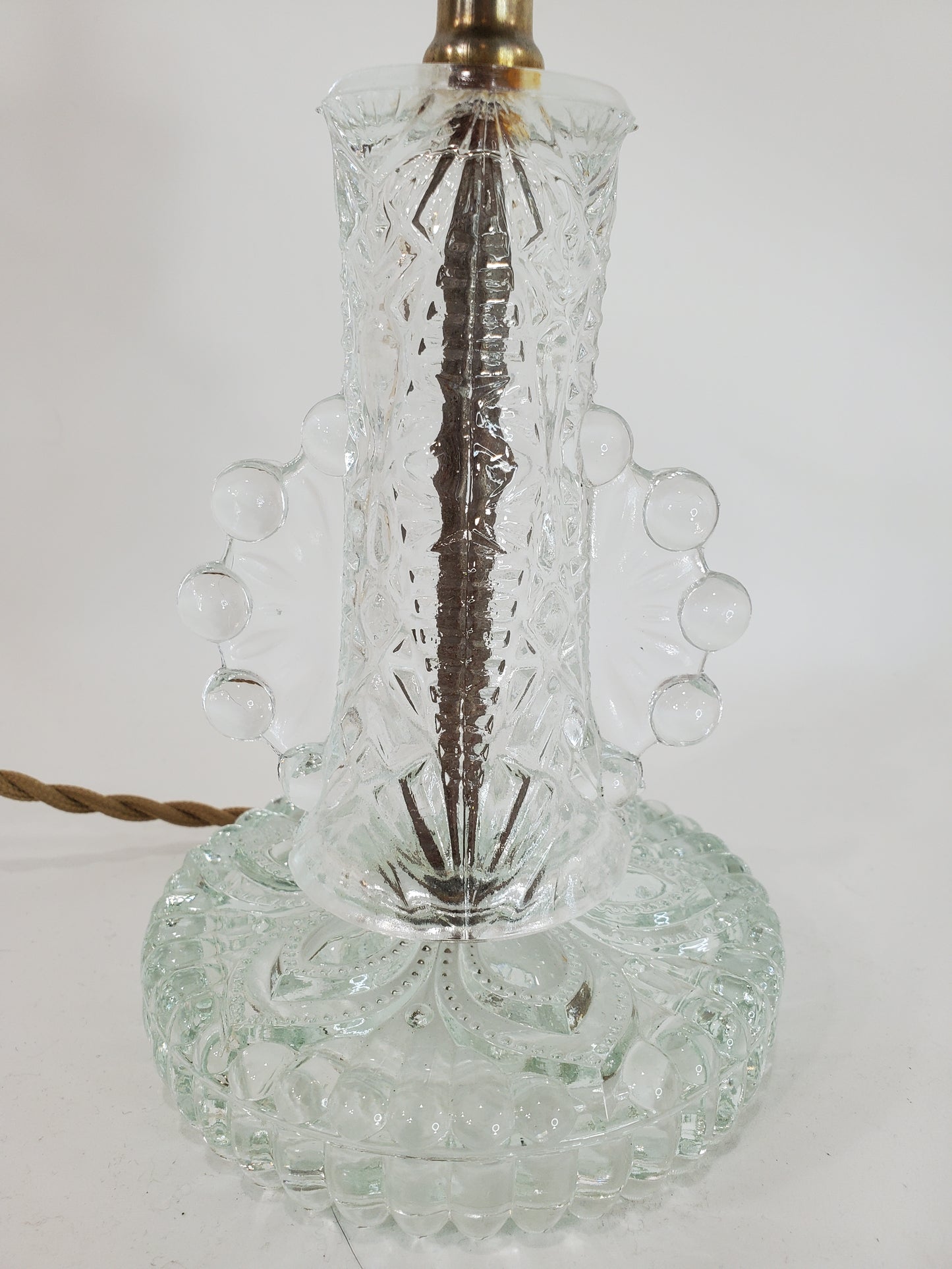 Vintage 1930s Art Deco Hobnail Clear Glass Vanity Lamp