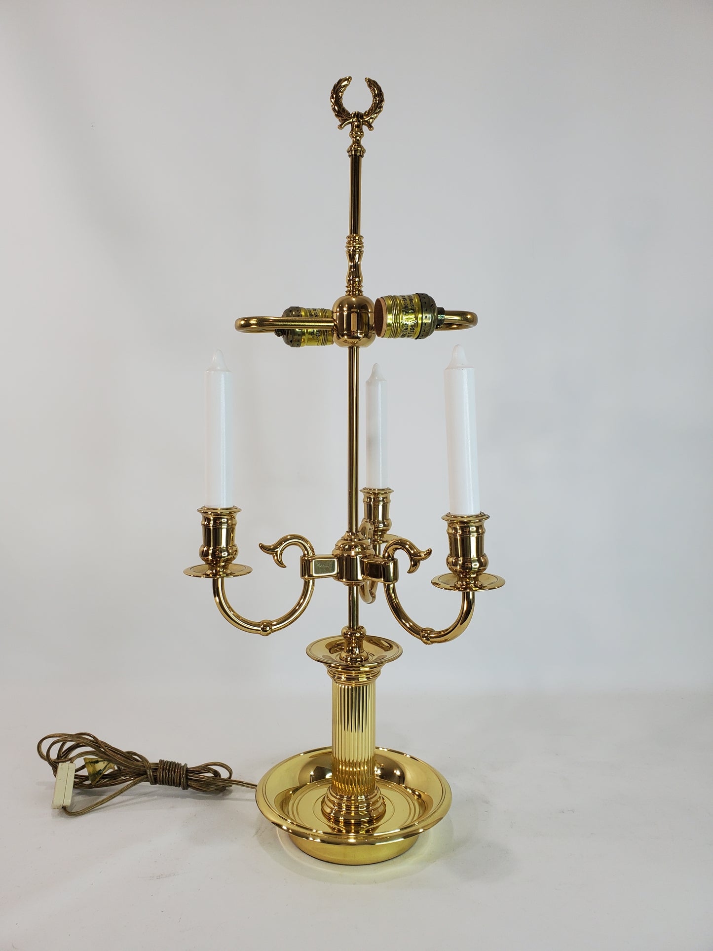 Vintage Brass Bouillotte 3 Arm Table Lamp by Baldwin