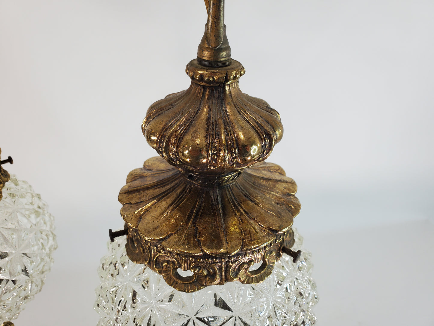 Vintage Hollywood Regency Double Pendant Hanging Swag Lamps