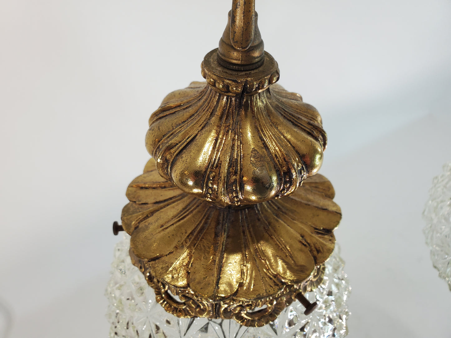 Vintage Hollywood Regency Double Pendant Hanging Swag Lamps