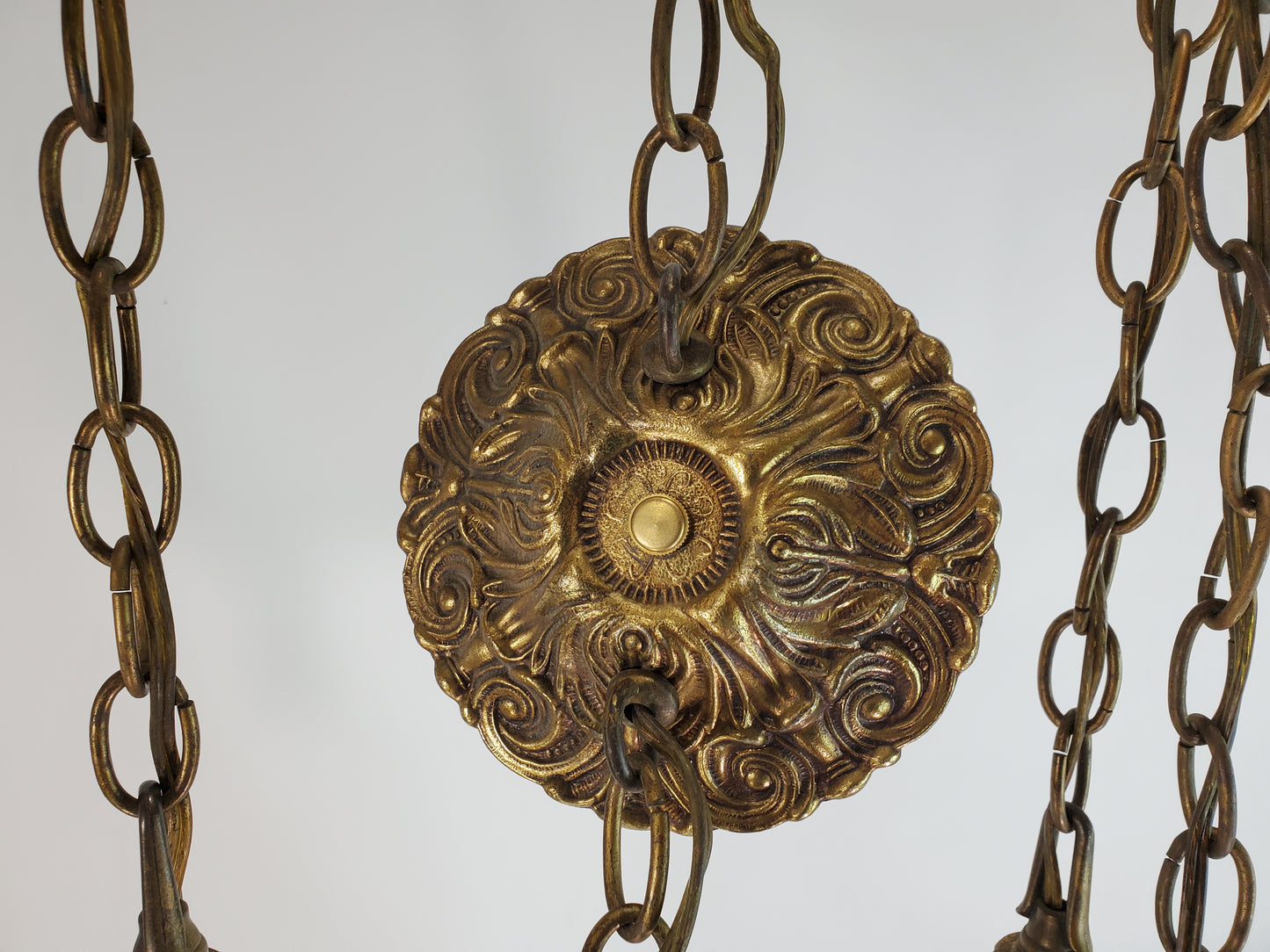 Vintage Hollywood Regency Double Pendant Hanging Swag Lamps