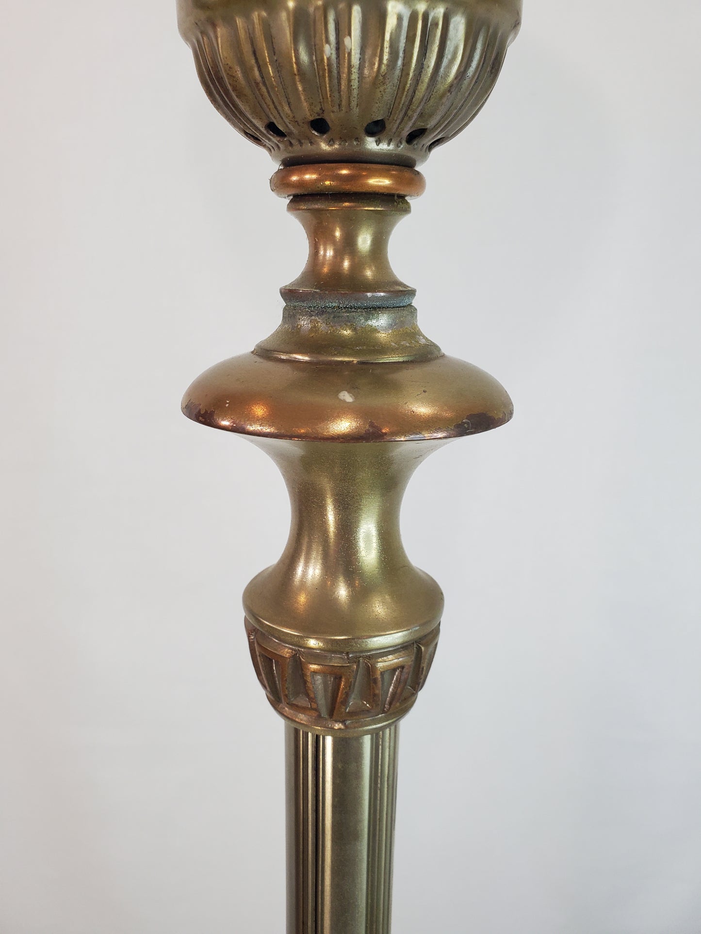 Vintage Nickel and Copper Accent Torchiere Floor Lamp