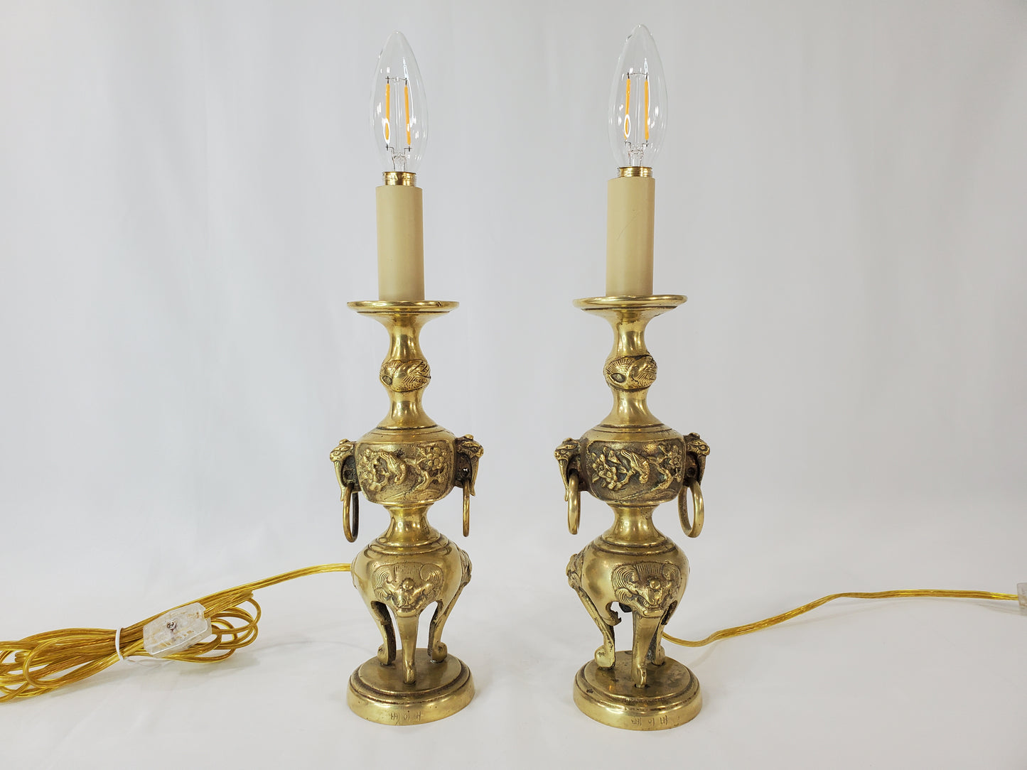 Vintage Petite Asian Style Brass Table Lamps