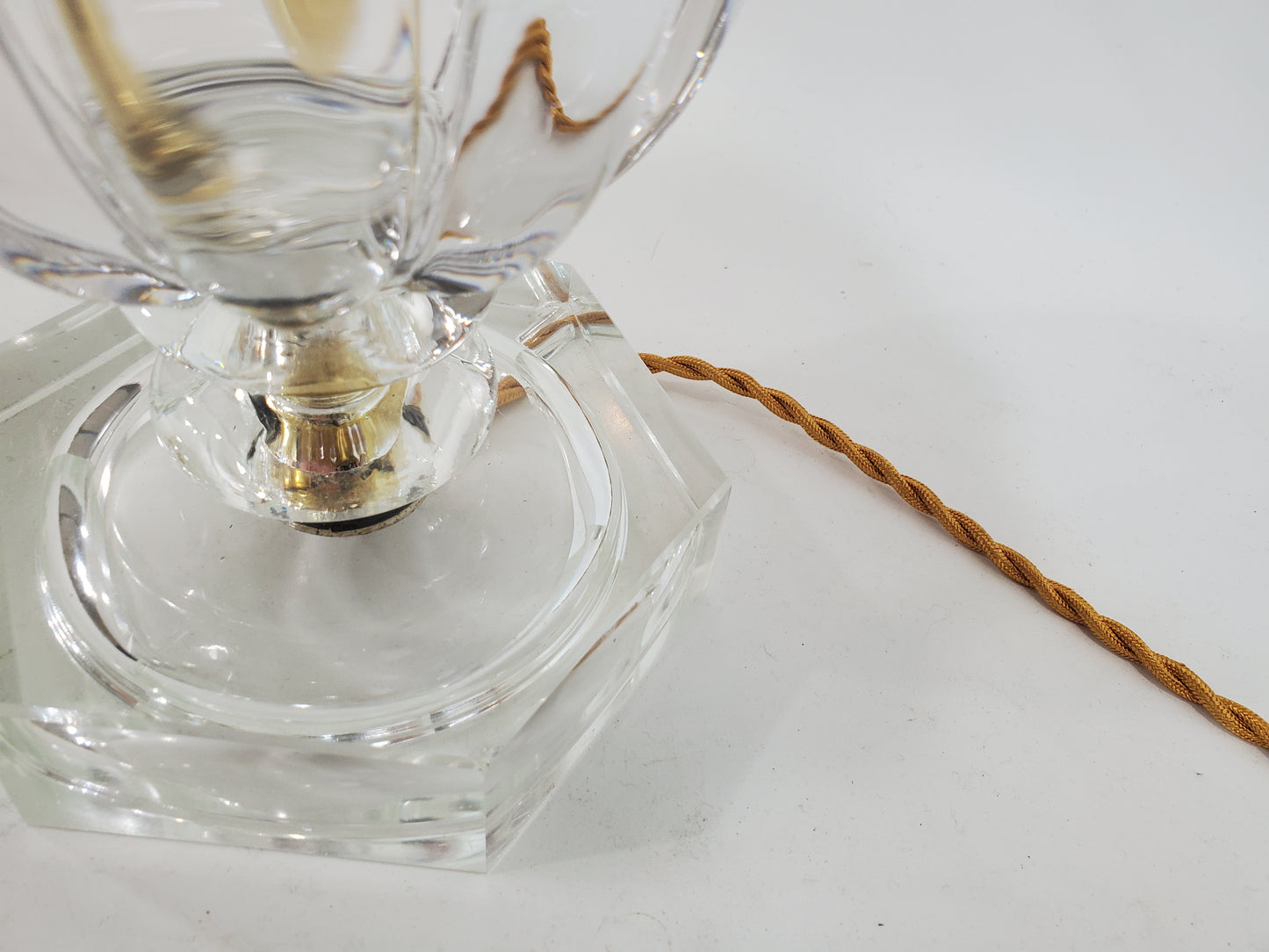 Vintage French Regency Crystal Art Glass Table Lamp