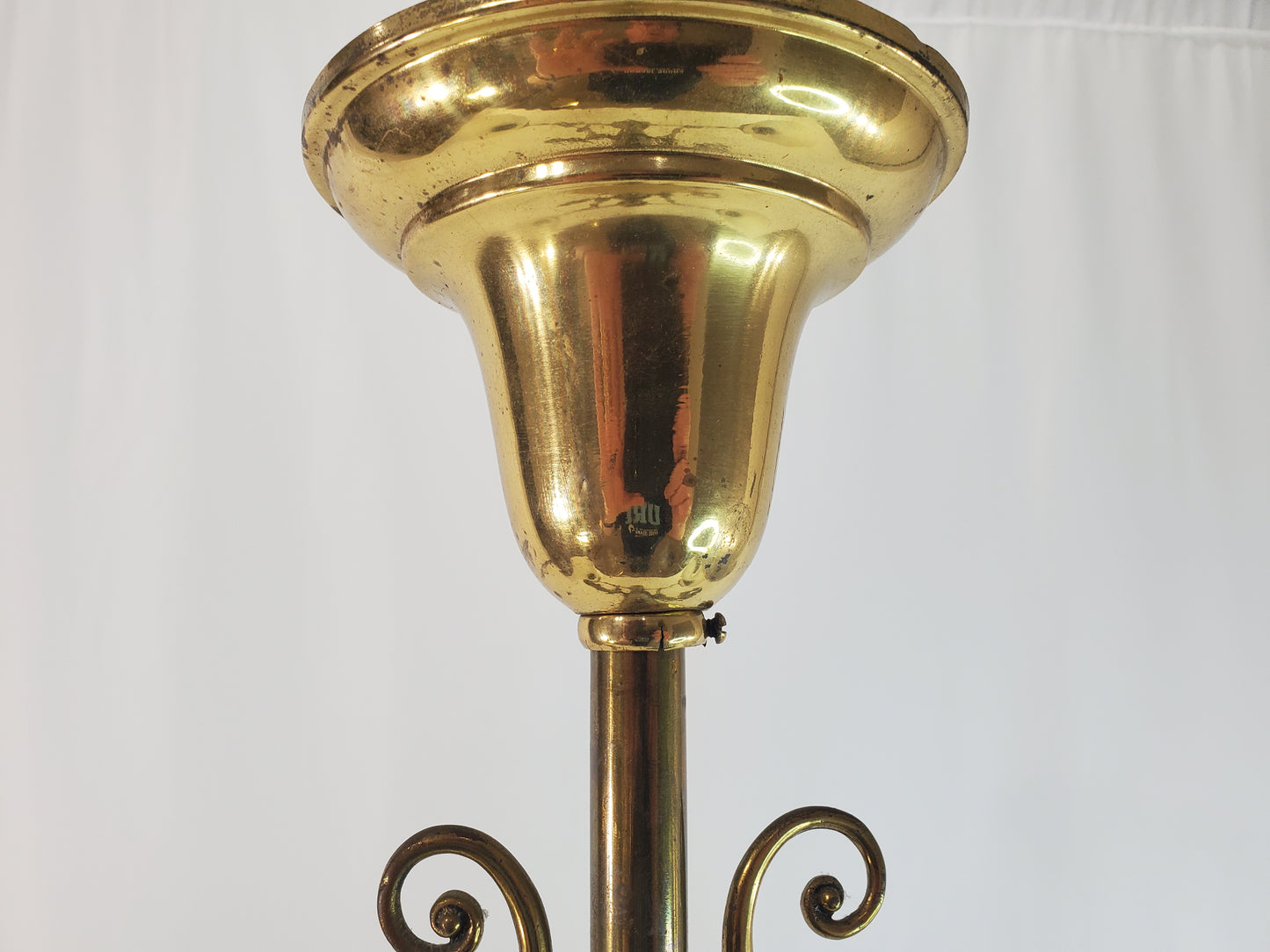 1890s Victorian Gasolier Style 2-Light Brass Chandelier