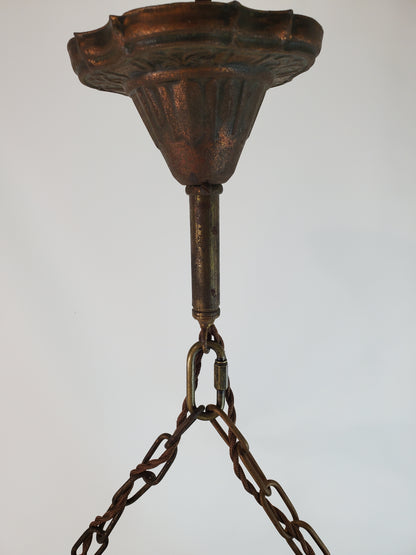 1920s Antique Art Deco Cast Iron 2-Light Chandelier