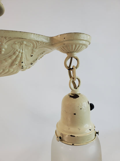 1920s Art Deco Flush Mount 2-Light Chandelier