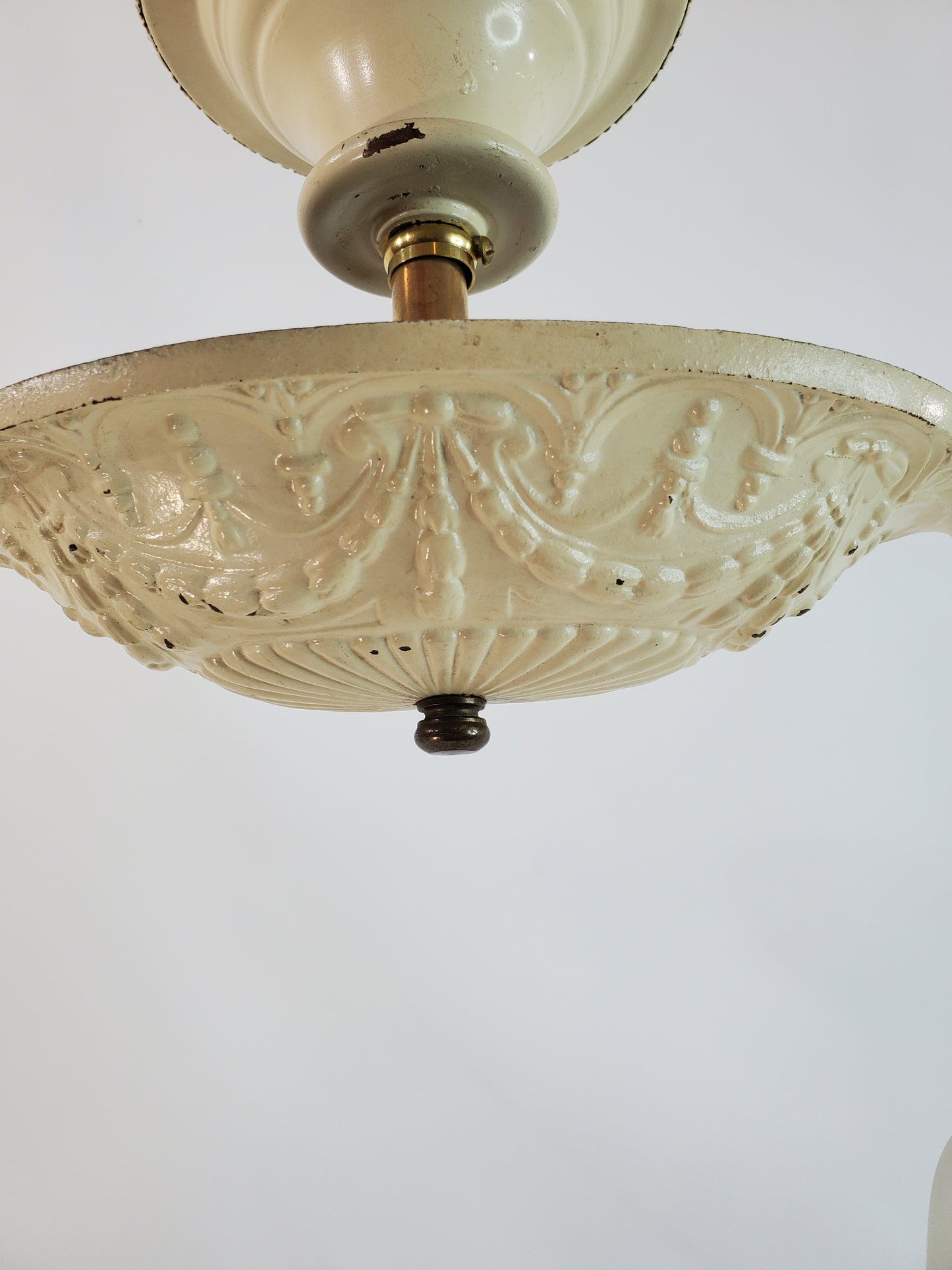 1920s Art Deco Flush Mount 2-Light Chandelier