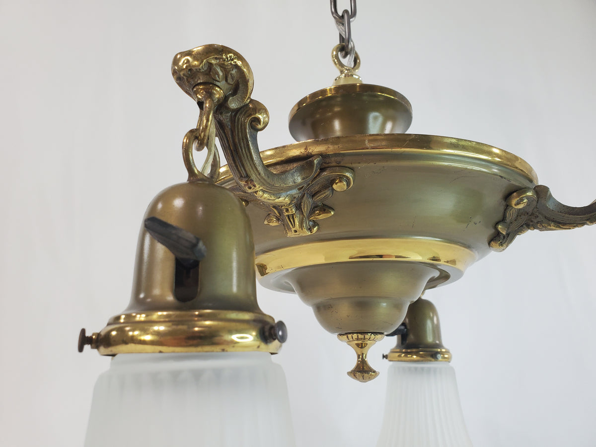 1920s Transitional Edwardian-Art Deco 4-Light Pan Chandelier - Fully Restored