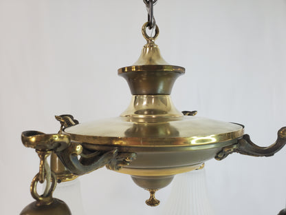 1920s Transitional Edwardian-Art Deco 4-Light Pan Chandelier - Fully Restored