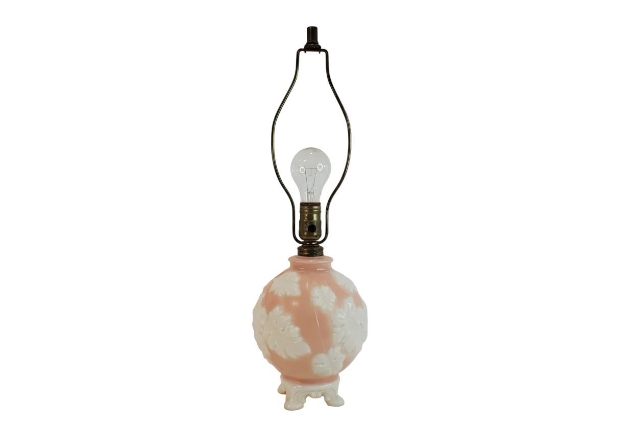 1940s Art Deco Aladdin Alacite Pink Glass Lamp with Illuminated Base-2