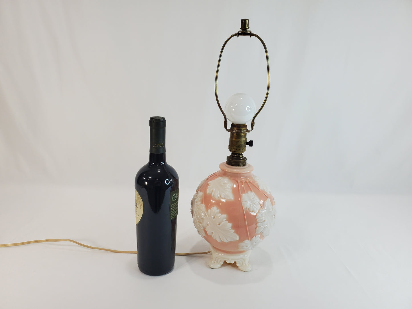 1940s Art Deco Aladdin Alacite Pink Glass Lamp with Illuminated Base