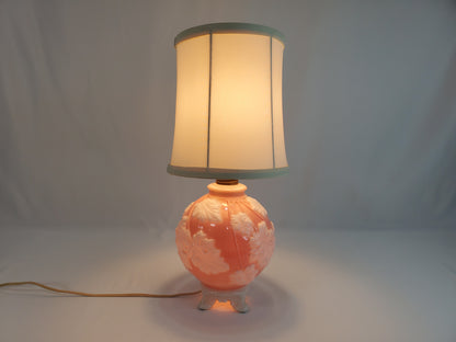 1940s Art Deco Aladdin Alacite Pink Glass Lamp with Illuminated Base