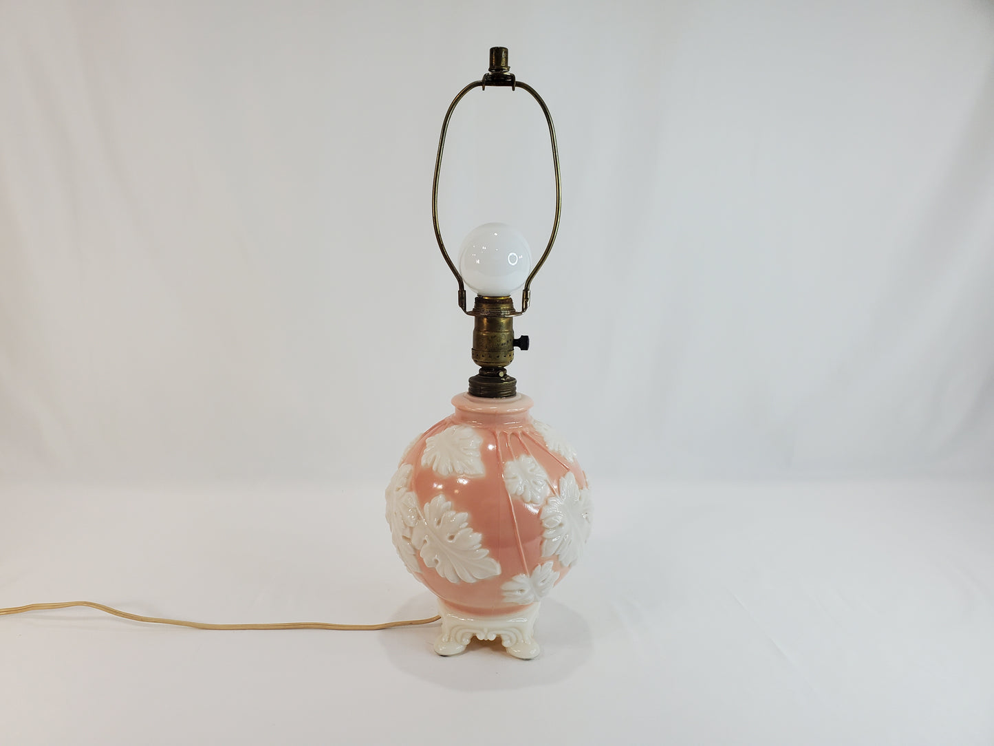 1940s Art Deco Aladdin Alacite Pink Glass Lamp with Illuminated Base