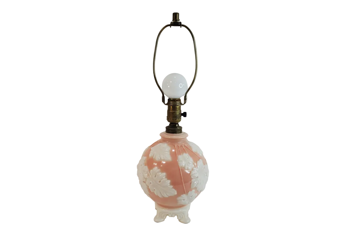 1940s Art Deco Aladdin Alacite Pink Glass Lamp with Illuminated Base
