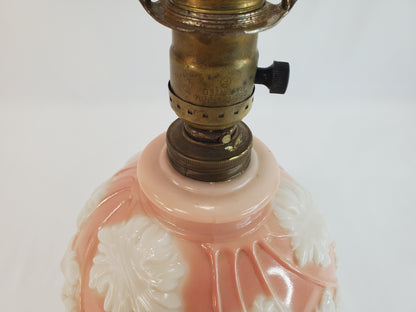 1940s Art Deco Aladdin Alacite Pink Glass Lamp with Illuminated Base