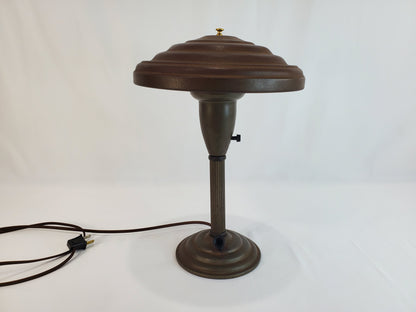 1940s Art Deco Flying Saucer Desk Lamp W Pen Holder