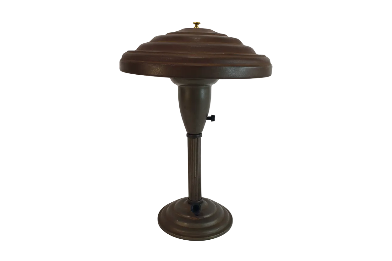 1940s Art Deco Flying Saucer Desk Lamp W Pen Holder