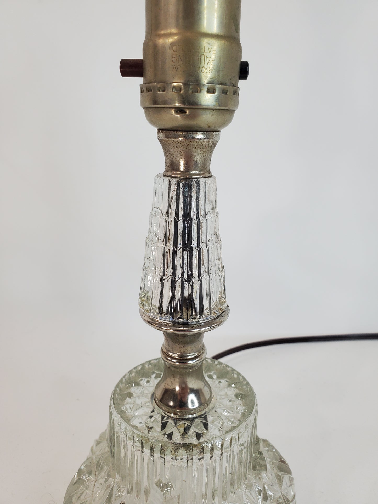 1940s Art Deco Molded Crystal Glass Vanity Lamp